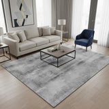 5' X 8' Gray And Ivory Abstract Washable Area Rug With UV Protection