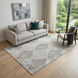 5' X 8' Gray And Ivory Geometric Washable Area Rug With UV Protection