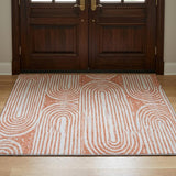 3' X 5' Salmon And Ivory Geometric Washable Area Rug With UV Protection