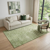 5' X 8' Sage And Ivory Geometric Washable Area Rug With UV Protection