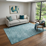 5' X 8' Teal And Ivory Geometric Washable Area Rug With UV Protection