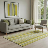 5' X 8' Gold And Ivory Striped Washable Area Rug With UV Protection