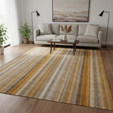 5' X 8' Rust And Gray Striped Washable Area Rug With UV Protection