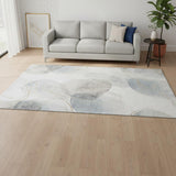 5' X 8' Ivory And Beige Abstract Washable Area Rug With UV Protection