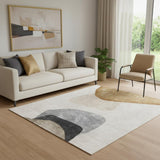 5' X 8' Brown And Gray Abstract Washable Area Rug With UV Protection