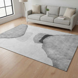 5' X 8' Gray And Silver Abstract Washable Area Rug With UV Protection