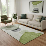 5' X 8' Green And Gray Abstract Washable Area Rug With UV Protection