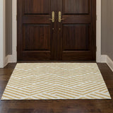 3' X 5' Gold And Ivory Geometric Washable Area Rug With UV Protection