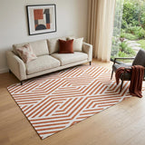 5' X 8' Rust And Ivory Geometric Washable Area Rug With UV Protection