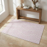 3' X 5' Pink And Ivory Geometric Washable Area Rug With UV Protection