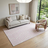 5' X 8' Pink And Ivory Geometric Washable Area Rug With UV Protection