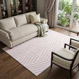 8' X 10' Pink And Ivory Geometric Washable Area Rug With UV Protection