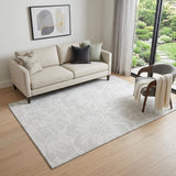 5' X 8' Ivory And Cream Floral Washable Area Rug With UV Protection