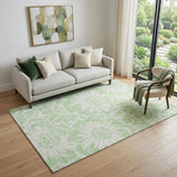 5' X 8' Mint Green And Ivory Floral Washable Area Rug With UV Protection
