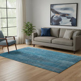 5' X 8' Blue And Gray Striped Washable Area Rug With UV Protection