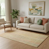 5' X 8' Blush And Gold Striped Washable Area Rug With UV Protection