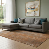 8' X 10' Rust And Gray Striped Washable Area Rug With UV Protection
