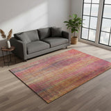 5' X 8' Red Yellow And Orange Striped Washable Area Rug With UV Protection