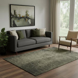 5' X 8' Gray And Silver Abstract Washable Area Rug With UV Protection
