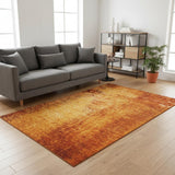 5' X 8' Rust And Gray Abstract Washable Area Rug With UV Protection