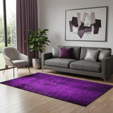5' X 8' Purple And Gray Abstract Washable Area Rug With UV Protection