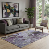5' X 8' Purple And Gray Abstract Washable Area Rug With UV Protection