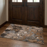 3' X 5' Rust And Gray Abstract Distressed Washable Area Rug With UV Protection