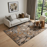5' X 8' Rust And Gray Abstract Distressed Washable Area Rug With UV Protection