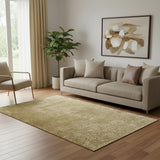 5' X 8' Beige And Ivory Abstract Washable Area Rug With UV Protection