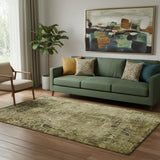 5' X 8' Brown And Ivory Abstract Washable Area Rug With UV Protection