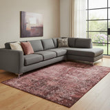 8' X 10' Merlot And Ivory Abstract Washable Area Rug With UV Protection