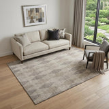 5' X 8' Beige And Gray Geometric Washable Area Rug With UV Protection
