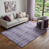 5' X 8' Purple And Ivory Geometric Washable Area Rug With UV Protection