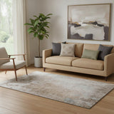 5' X 8' Coffee And Gray Abstract Washable Area Rug With UV Protection