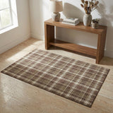 3' X 5' Chocolate And Ivory Plaid Washable Area Rug With UV Protection