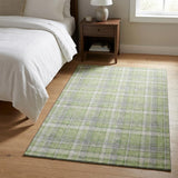 3' X 5' Green And Gray Plaid Washable Area Rug With UV Protection