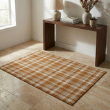 3' X 5' Rust And Ivory Plaid Washable Area Rug With UV Protection