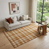 5' X 8' Rust And Ivory Plaid Washable Area Rug With UV Protection