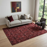 5' X 8' Burgundy Red And Gray Floral Medallion Washable Area Rug With UV Protection
