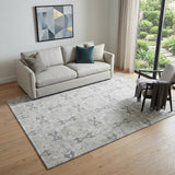 5' X 8' Ivory And Gray Floral Medallion Washable Area Rug With UV Protection