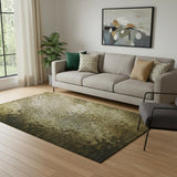 5' X 8' Brown And Ivory Abstract Washable Area Rug With UV Protection