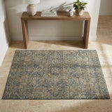 3' X 5' Chocolate And Gray Medallion Distressed Washable Area Rug With UV Protection