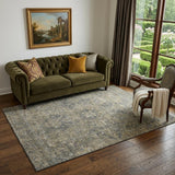 5' X 8' Chocolate And Gray Medallion Distressed Washable Area Rug With UV Protection
