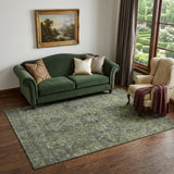 5' X 8' Green And Gray Medallion Distressed Washable Area Rug With UV Protection
