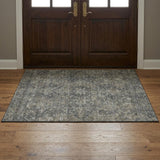 3' X 5' Coffee And Gray Medallion Distressed Washable Area Rug With UV Protection