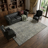 8' X 10' Coffee And Gray Medallion Distressed Washable Area Rug With UV Protection