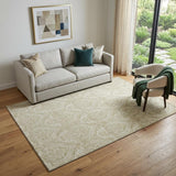 5' X 8' Beige And Ivory Floral Washable Area Rug With UV Protection