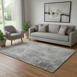 5' X 8' Gray And Ivory Abstract Washable Area Rug With UV Protection