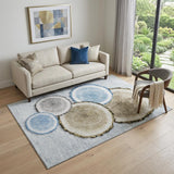 5' X 8' Blue Brown And Ivory Faux Bois Washable Area Rug With UV Protection