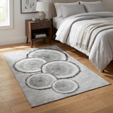 3' X 5' Gray And Ivory Faux Bois Washable Area Rug With UV Protection